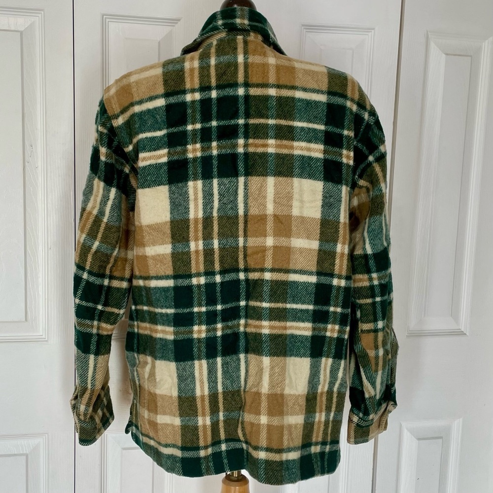 Vintage 1970’s Wool L.L. Bean Green and Tan Plaid Jacket - Picture 3 of 8